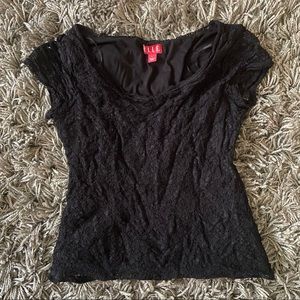 Elle Black Lace Blouse, Large